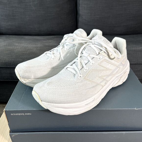 New Balance Fresh Foam X 1080v13 White Metallic Running Shoes Women's Size 13 2E - Picture 1 of 12